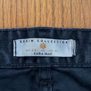 Zara Mens Denim Collection Black Knee Slit Jeans Size 31” Waist